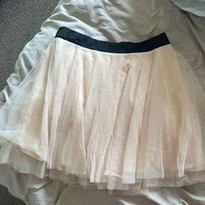 Elegant Cream Tulle Skirt with Black Waistband